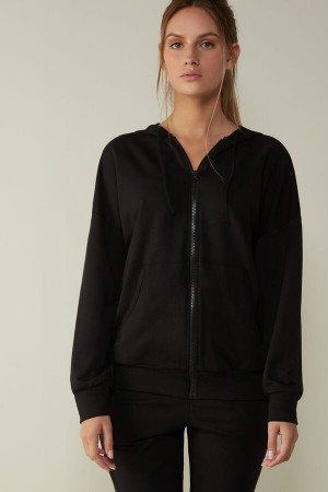 Intimissimi In Action Hoodie Sweatshirt Sort | ADKDF87051