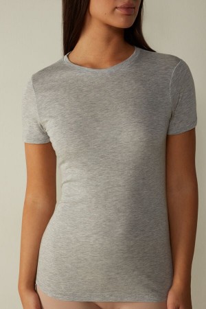 Intimissimi Kort-Sleeve T-shirt in Ultrafresh Supima® Bomulds Grå | LDKSX93983