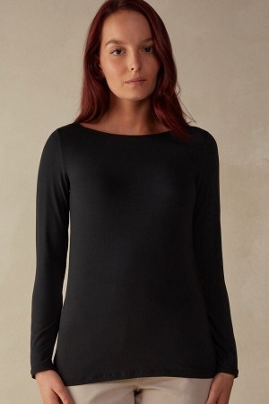 Intimissimi Long Sleeve Bateau Neck Top in Micromodal Sort | SDKVO66582