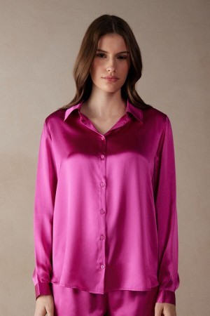 Intimissimi Long Sleeve Silk Shirt Lyserød | EDKVG22409