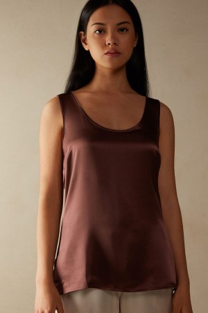 Intimissimi Silk and Modal Tank Top Brune | DKICD77425