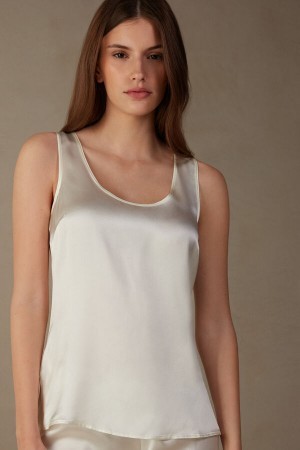 Intimissimi Silk and Modal Tank Top Hvide | ZDKMJ34075