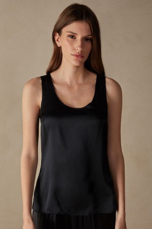 Intimissimi Silk and Modal Tank Top Sort | DKNZX56683