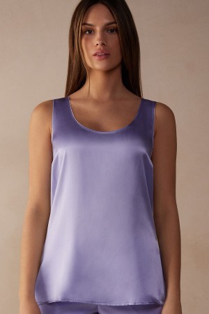 Intimissimi Silk and Modal Tank Top Violet | DKCIF67118