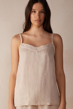 Intimissimi Yacht Night Linen Top Natural | DKJZR70464