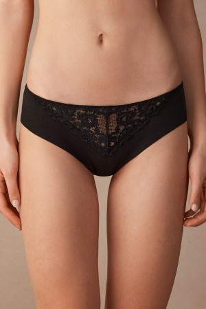 Intimissimi Pretty Flowers Seamless Bomulds Panties Sort | FDKHY25012