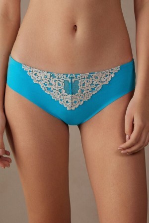 Intimissimi Pretty Flowers Seamless Bomulds Panties Blå | QDKUV20463