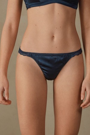 Intimissimi Silk and Blonder G-String Blå | YDKGT34270