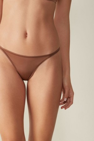 Intimissimi Thong with Ultralight Microfiber Straps Natural | DKZDE30628