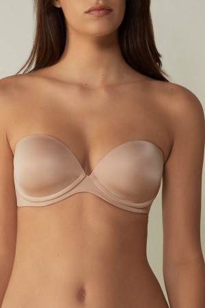 Intimissimi Anna Bandeau Bra in Ultralight Microfiber Natural | LDKTR76699