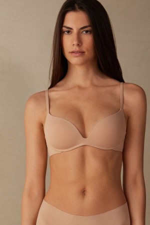 Intimissimi Gioia B Cup Microfiber Super Push-Up Bra Natural | DKIIZ38112