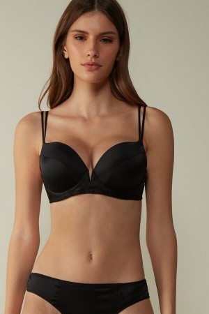 Intimissimi Mia Silk Super Push-Up Bra Sort | YDKGT16348