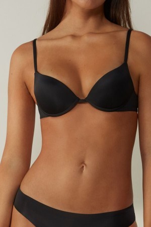 Intimissimi Simona Microfiber Super Push-Up Bra Sort | QDKUV63237