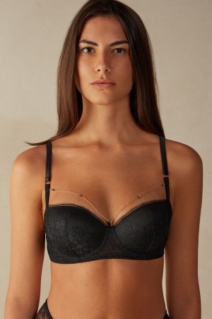 Intimissimi Luxury Treats Sofia Balconette Bra Sort | DKXMI16069