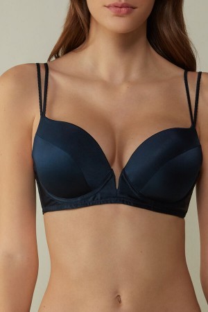 Intimissimi Mia Silk Super Push-Up Bra Blå | QDKWA78463