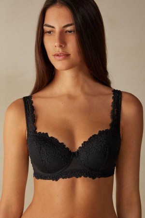 Intimissimi Pretty Flowers Sofia Balconette Bra Sort | SDKVO13871