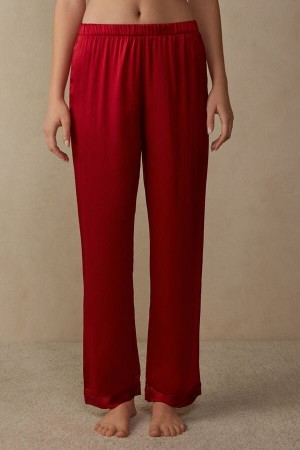 Intimissimi Silk Satin Pajama Pants Rød | DKJVR78333