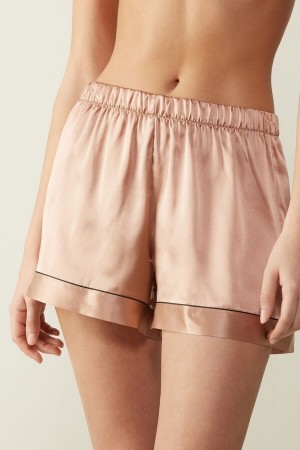 Intimissimi Silk Shorts with Contrast Trim Natural | ADKDF52451