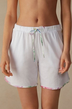 Intimissimi Summer Garden Shorts in Supima® Ultrafresh Bomulds Hvide | ADKDF79126