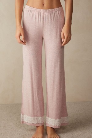 Intimissimi Blonder Trim Full Length Pants in Modal Lyserød | EDKHC55196