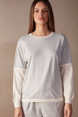 Intimissimi Casual Sunday Long Sleeve Top Hvide | PDKQX75463