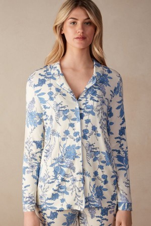 Intimissimi Feeling Beautiful Button Up Shirt in Modal Print | DKXMI12245