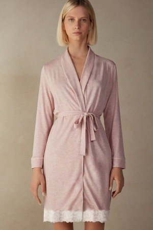 Intimissimi Modal Blonder Detail Robe Lyserød | DKJZR81853