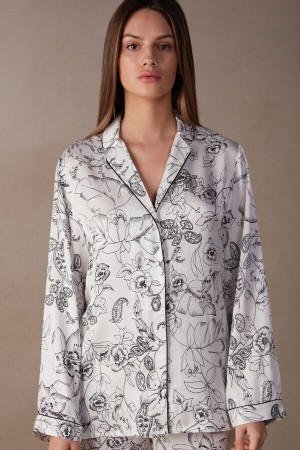 Intimissimi Pure Joy Long Sleeve Top in Satin Print | XDKBH54774