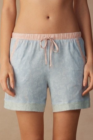 Intimissimi Romantic Cashmere Bomulds Shorts Lyseblå | ZDKNQ78331