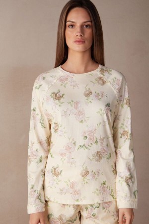 Intimissimi Scent of Roses Long Sleeve Bomulds T-shirt Print | DDKKV50004