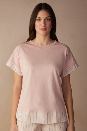 Intimissimi Soft Spring Kort Sleeve Bomulds T-Shirt Lyserød | UDKTG13797