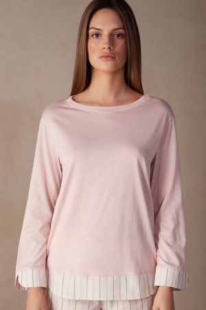 Intimissimi Soft Spring Long Sleeve Bomulds Top Lyserød | DDKKV71403