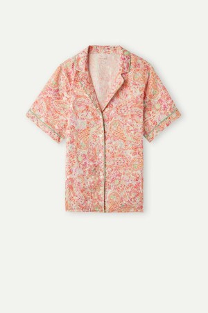 Intimissimi Summer Journey Kort Sleeve Linen Shirt Flerfarvede | DKJVR35182