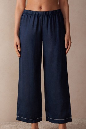 Intimissimi Yacht Night Linen Pants Blå | UDKND19332