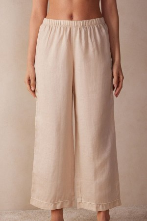 Intimissimi Yacht Night Linen Pants Natural | EDKVG22875