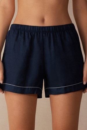 Intimissimi Yacht Night Linen Shorts Blå | GDKEC66512