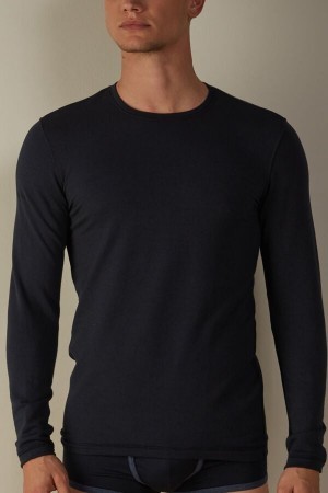 Intimissimi Long-Sleeve Modal-Cashmere Top Blå | DKDFL59860