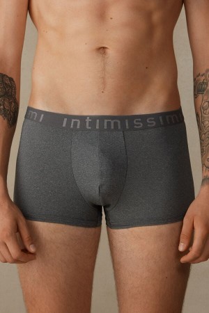 Intimissimi Microfiber Logo Boxer Shorts Mørkegrå | TDKWZ41318