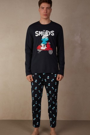 Intimissimi Smurfs Full Length Bomulds Pajamas Blå | YDKGT97436