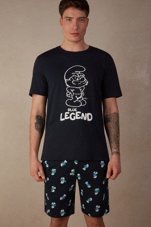 Intimissimi Smurfs Kort Bomulds Pajamas Blå | LDKTR28718