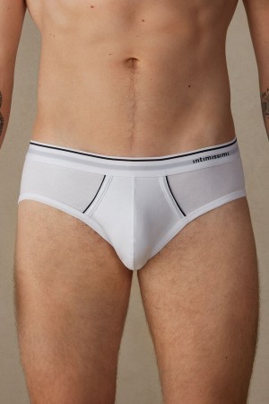 Intimissimi Supima Bomulds Briefs with Visible Elastic Hvide | PDKER54710