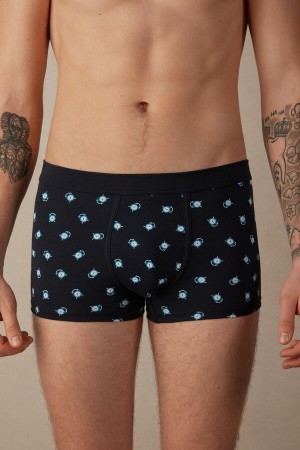 Intimissimi Alarm Clock Boxers in Stretch Supima® Bomulds Blå | BDKSO70451