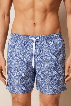 Intimissimi Blue Majolica Print Swim Trunks Blå | DKJKU22769