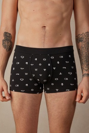 Intimissimi Dashboard Warning Light Boxers in Stretch Supima® Bomulds Sort | DKEGJ31942