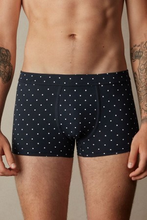 Intimissimi Dotted Boxers in Stretch Supima® Bomulds Blå | UDKTG47840