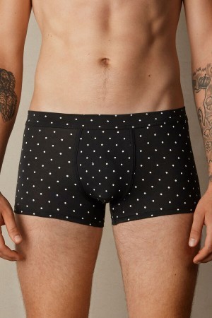 Intimissimi Dotted Boxers in Stretch Supima® Bomulds Sort | DKNEJ54455