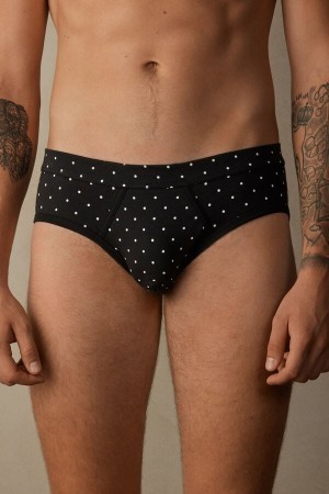 Intimissimi Dotted Briefs in Stretch Supima® Bomulds Sort | DKQCS16650