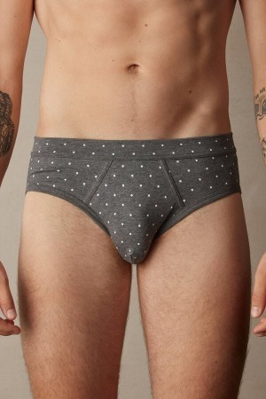 Intimissimi Dotted Briefs in Stretch Supima® Bomulds Grå | XDKBH12988