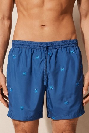 Intimissimi Embroidered Crab Swim Trunks Blå | FDKUI62941