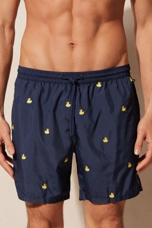 Intimissimi Embroidered Duck Swim Trunks Blå | DKDFL50974